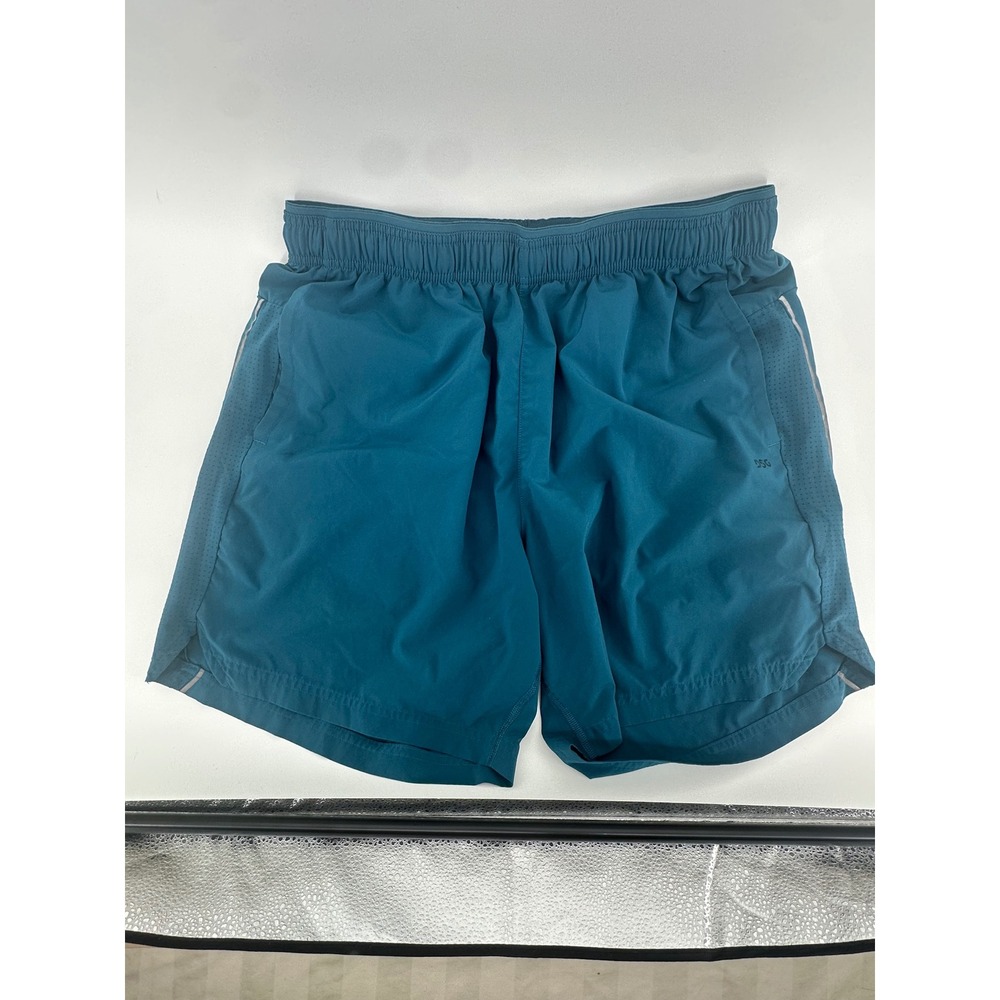 DSG Mens Athletic Running Shorts‎ Teal Blue 5 Inch Inseam Reflective Trim Large